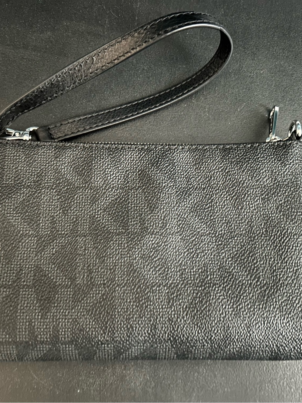 Michael Kors MK black leather monogram wristlet NWOT - Picture 2 of 3